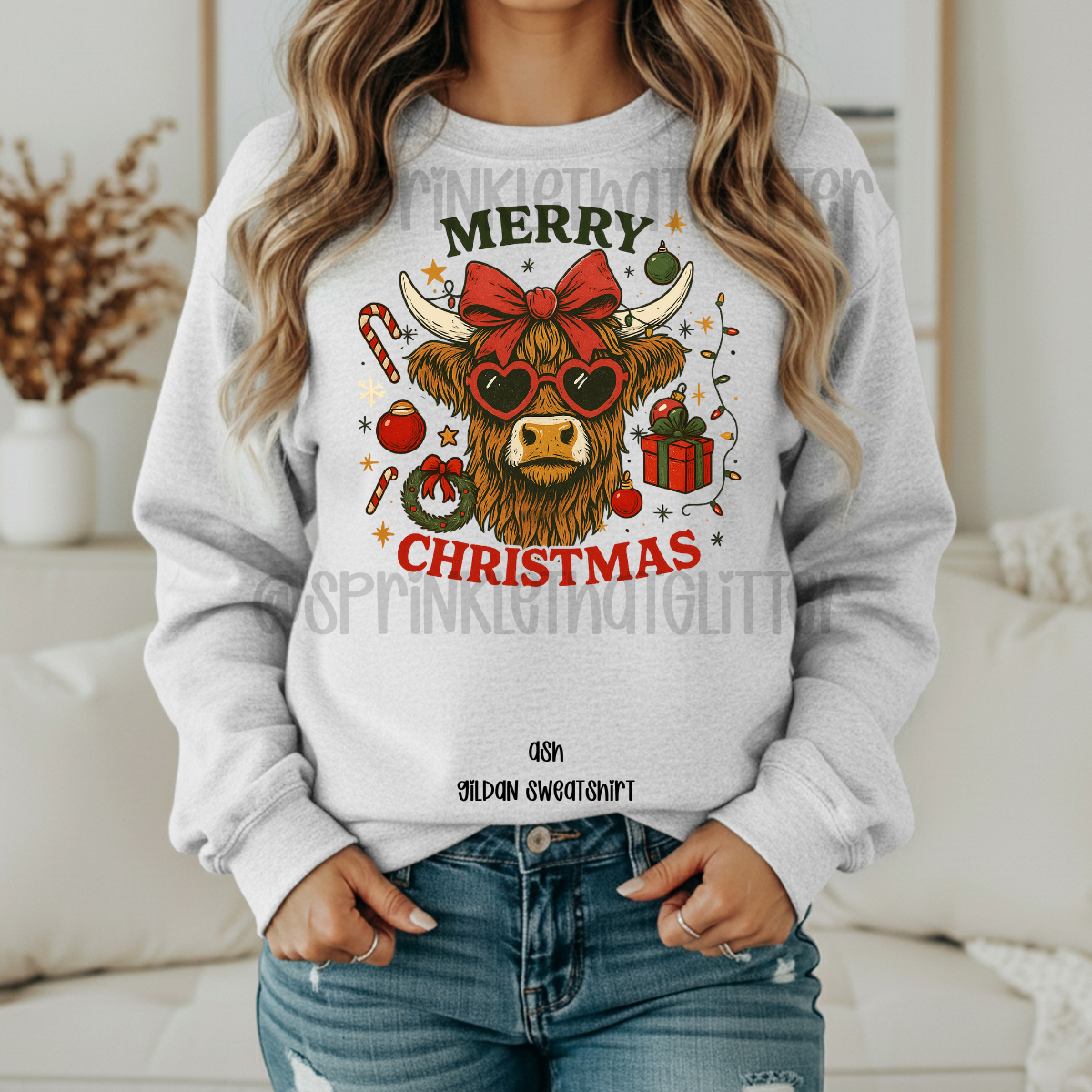Merry Christmas Cow Sweatshirt